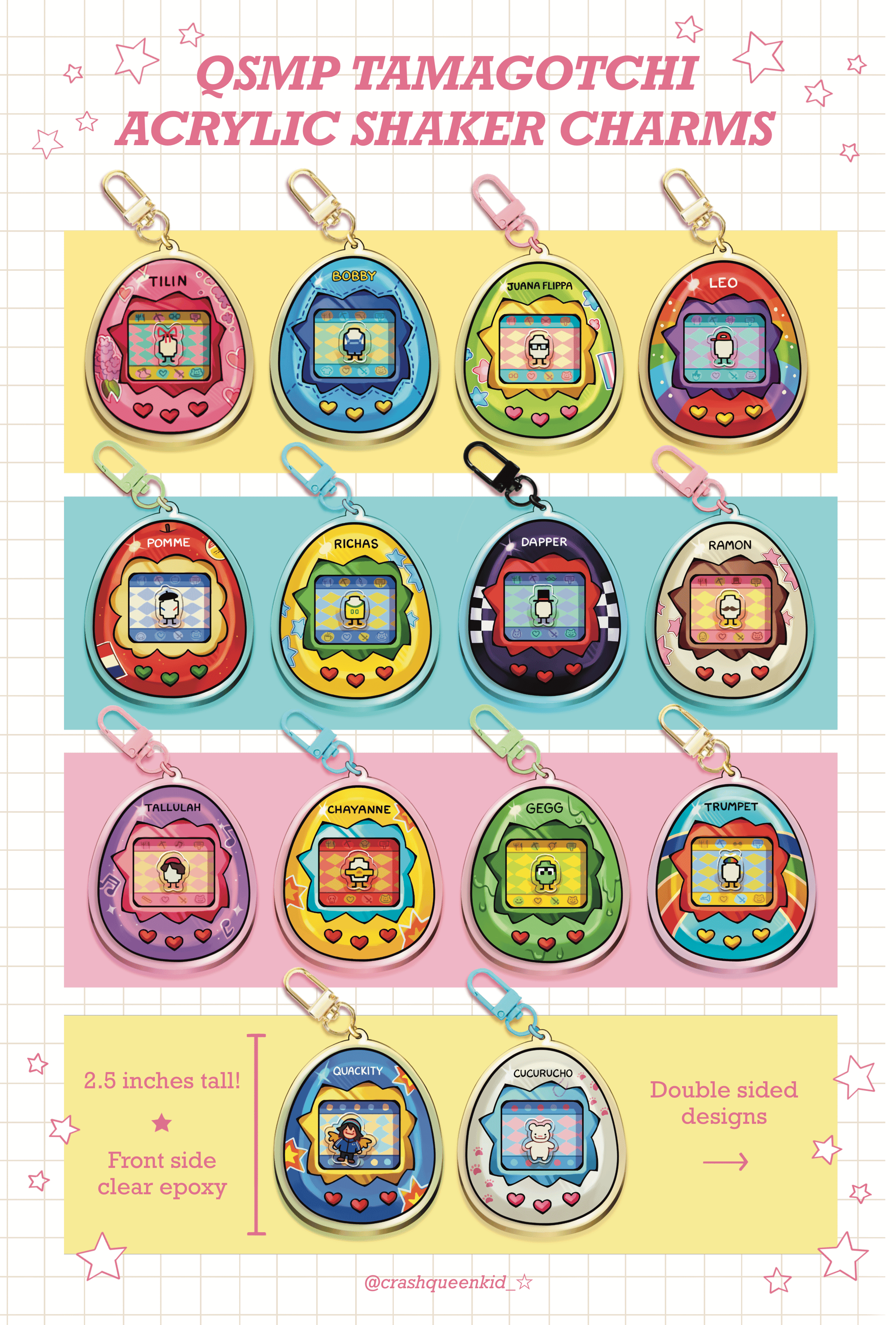 ☆ QSMP Tamagotchi Shaker Charms ☆ SALE! | CrashQueenKid